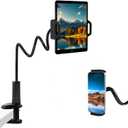ZUYEE Gooseneck Tablet Mount Cell Phone Holder for Bed 4.7-11" Devices iPad Clamp Stand Kindle Holder Flexible 30 inch Arm Clip for iPhone iPad Air Mini Galaxy Tabs Kindle Fire Switch (Black)
