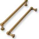 khtumeware 2 Pack 10 Inch Hole Center Antique Brass Cabinet Pulls Heavy Duty Solid Cabinet Handles cabinets Dressers Kitchens Handles Bathroom cabinets