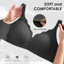 Seamless Wireless Bra for Women with Support - No Underwire Full Coverage Push Up Bras (Black, XL)