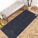 PURRUGS Dirt Trapper Door Mat 24" x 59", Non-Slip Machine Washable Entry Rug, Shoe Scraper, Dog Doormat, Super Absorbent Welcome Mat for Front & Back Door, Muddy Shoes & Paws, Bluish Grey-Black
