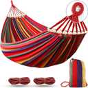 MOSFiATA Hammocks Portable Camping Hammock Upgraded 550lb Comfortable Fabric Hammock with Two Anti Roll Balance Beam and Sturdy Tree Straps for Camping, Patio, Backyard, Outdoor Grey