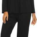 Ekouaer Womens Pajama Sets 2 Piece Lounge Set Fall Winter Pajamas Long Sleeve Pjs Top and Pants Soft Pj Sets Loose Sleepwear (X-Large, A01-black)