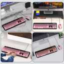 FOPETT 8870P Wired Keyboard and Mouse Combo - Full-Sized Computer Keyboards with 104 Round Keys Retro Typewriter Mouse and Keyboard for PC Windows Desktop Laptop - Pink Colorful