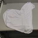 Lounsweer 50 Pcs Stretch Spandex Folding Chair Cover and Satin Chair Sashes Bows Chair Slipcovers Pink Chair Ribbon Bows Washable Chair Cover Protector for Wedding Banquet Event (White, Dark Blue)