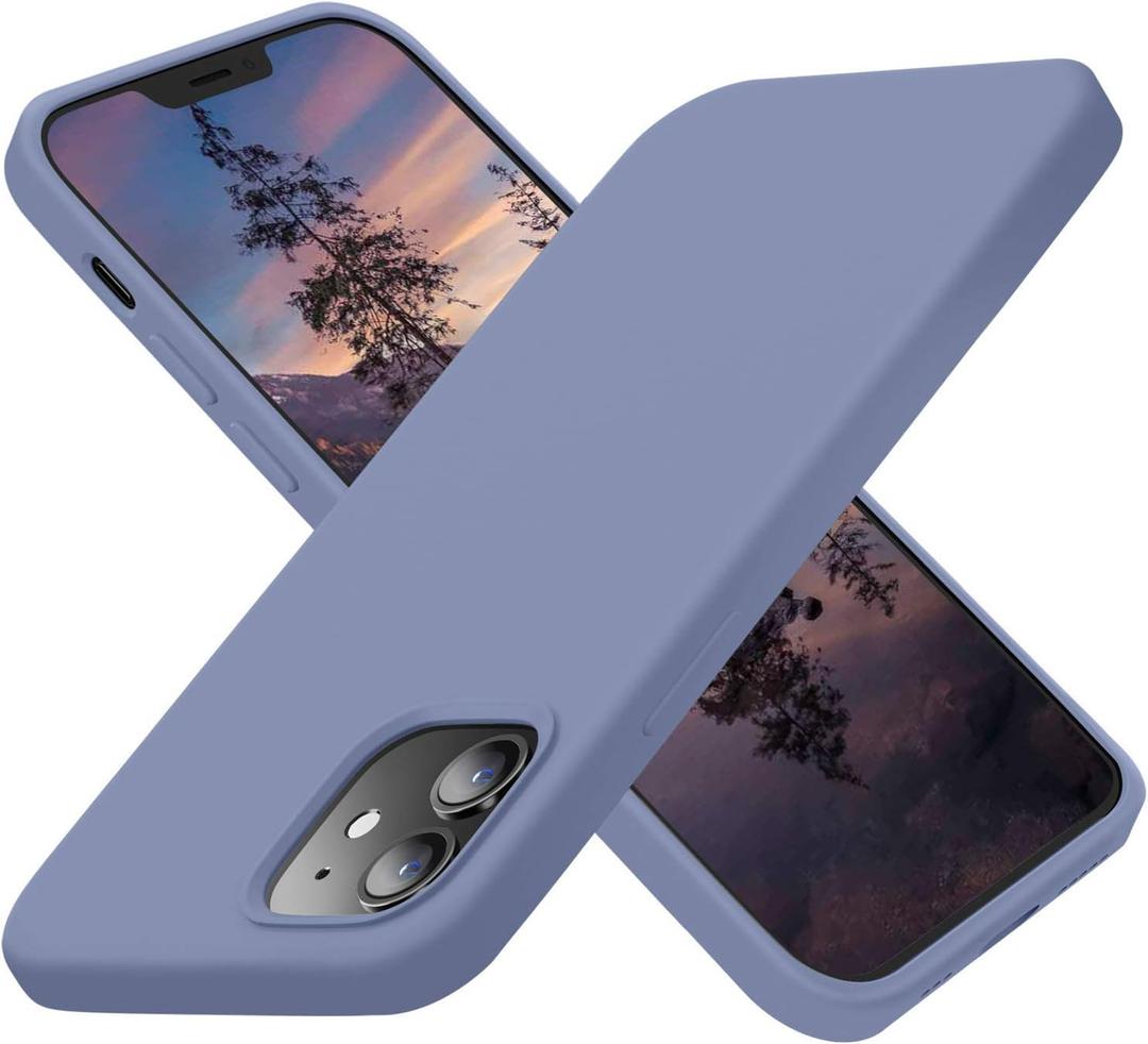 Cordking Designed for iPhone 12 Case, Designed for iPhone 12 Pro Case, Silicone Shockproof Phone Case with [Soft Anti-Scratch Microfiber Lining] 6.1 inch, Lavender Gray