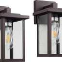 Oil Rubbed Bronze Outdoor Light Fixture, Outdoor Wall Lantern 2 Pack with Clear Water Glass, 11 Inch Outside Light for House Entryway Garage Porch