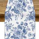 Floral Table Runner,Blue Flower Table Decoration Chinoiserie Dinner Table Decoration for Home Living Room Kitchen Dining Room Party Indoor Outdoor 13x70in