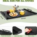 Noodle Board Stove Cover with Handles, Ultra Thick Wood Stove Top Cover Board for Electric/Gas Stove, Counter Space Top Covers Used As Sink Covers & Decorative Tray for Kitchen (Black), 29.5"L x 22"W