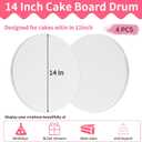 Cake Boards 14 Inch Round – 4 Pack 1/2 Inch Thick Cake Drums with Full Wrapped Edges, Corrugated Cake Base Board for Wedding, Party, Baking & Multi-Layer Cakes (White)