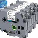 4 Pack TZe-151 24mm 0.94 Inch Laminated Clear Tape Compatible with Brother Label Maker Tape TZe151 TZ-151 TZ151 for PTouch PT-D600 PT-P700 PT-P750W PT-P900W Printer (24mm x 8m, Black on Clear)