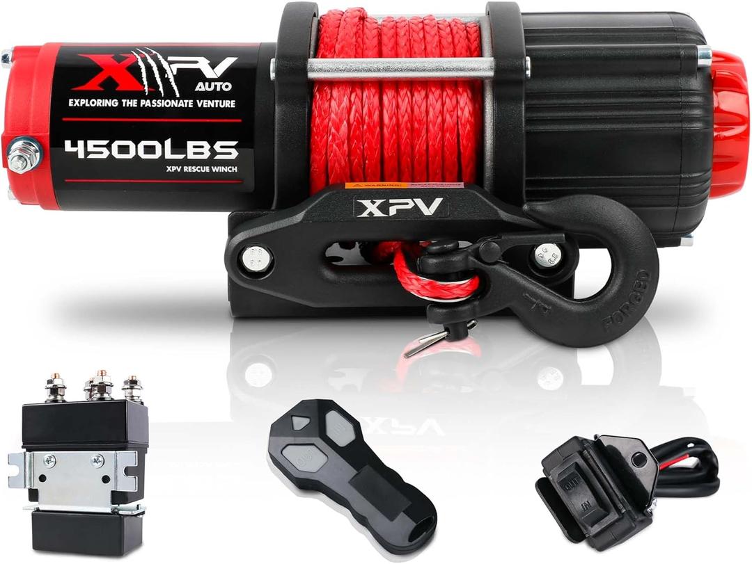 12V 4500 lb Winch Electric Winch for Towing ATV/UTV Off Road with Wireless Remote Control Mounting Bracket and Wired Handle,Waterproof IP67(Synthetic Rope) (black)