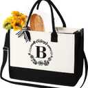personalized bags for women,Tote Bag For Women,Initial Tote Bag For Women With Zipper (One Size)