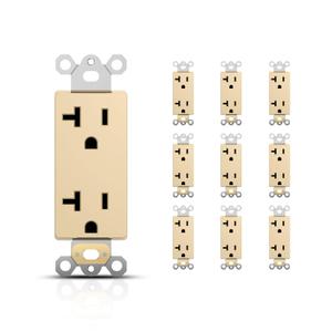 Decorator Wall Outlets, 20A 125V Standard Electrical Receptacle Outlet, 2 Pole 3 Wire, Non-Tamper Resistant, NEMA 5-20R, Self-Grounding Residential Grade, UL, Gold, 10 Pack