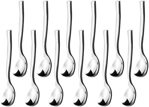Yesdate Set of 12 Stainless Steel Gelato/Ice Cream Spoons, Yogurt Dessert Spoons 5.5-INCH