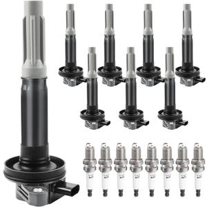 Ignition Coil Packs and Spark Plugs fit for V8 5.0 5.0L 2016 2017 Ford F-150 F150 Truck, Ford Mustang, UF824, Set of 8