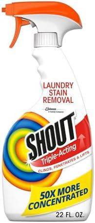Shout Active Enzyme Laundry Stain Remover Spray, Triple-Acting Formula Clings, Penetrates, and Lifts 100+ Types of Everyday Stains - Prewash Spray 22oz