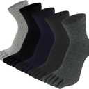 Toe Socks for Men Women - Five Finger Socks Cotton Crew Breathable for Athletic Running Sports 5 Pairs 9-13 (Mixed Colors)