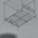 Weehom Full Canopy Bed Frame with Headboard and Footboard, Four-Poster Metal Canopied Platform Bed Mattress Foundation Underbed Storage Space No Box Spring Needed for Girls Adults Pink