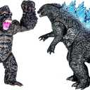 TwCare Set of 2 Monster Figure King of The Monsters vs King Kong Toys, Movable Joints Action Movie Series Soft Vinyl Toy Figures, Travel Bag