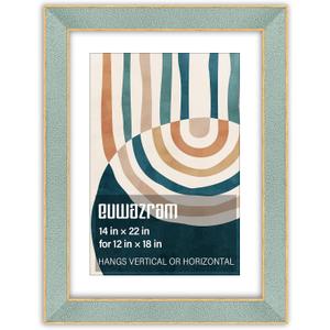 Suede 14x22 Frame - Single Frame, Christmas Elegant Mint 14 x 22 Poster Frame with Mat for 12x18, 14x22 Picture Frames for Artwork, Puzzles, Photos and Movie Posters