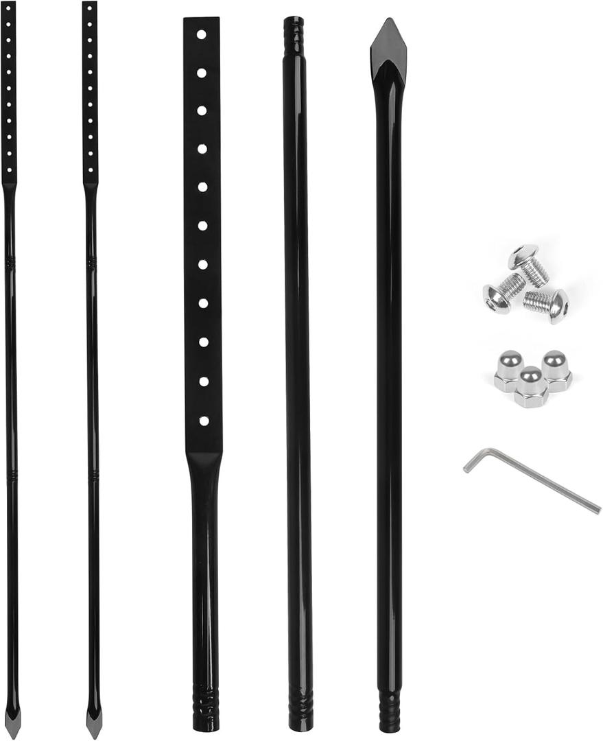 2 Pack Heavy Duty Metal Thick Stake for Yard Signs, 51 Inches Long Metal Posts with Hardware