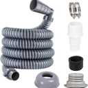 10ft Washing Machine Drain Hose,Universal Elbow Washer Drain Hose Extension Kit, 32.5mm/1.28" Large Diameter Washer Hose with 1 Adapter, 2 Clamps, 1 Seal Plug+Cap(3m) (9.84 ft)