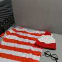 Adult Men Red and White Striped Tee Shirt Glasses Hat Outfit Suit Set, Halloween Cosplay Sweatshirt Eyewear Costume Size M