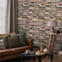 Abyssaly Stone Wallpaper Brick Wallpaper Peel and Stick Stone Backsplash Self-Adhesive Removable Vinyl Wall Paper Grey Faux Brick Shelf Liner 17.71" X 590" Home Decorations Contact Paper (Brown)