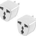 Cellet USA, Canada, Mexico, Japan Travel Plug Power Adapter Round Pin (EU/UK/Korea/China/AU) to Flat (USA) Pin, 2 Pack, White CNFPIN2