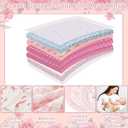 Boao 4 Pack Baby Burp Cloths Pink Bow Rayon Cotton Baby Burping Cloths 21" x 10" Soft Muslin 7 Absorbent Layers Washcloths Newborn Face Towels for Teething Drooling Infant Boy Girl Unisex