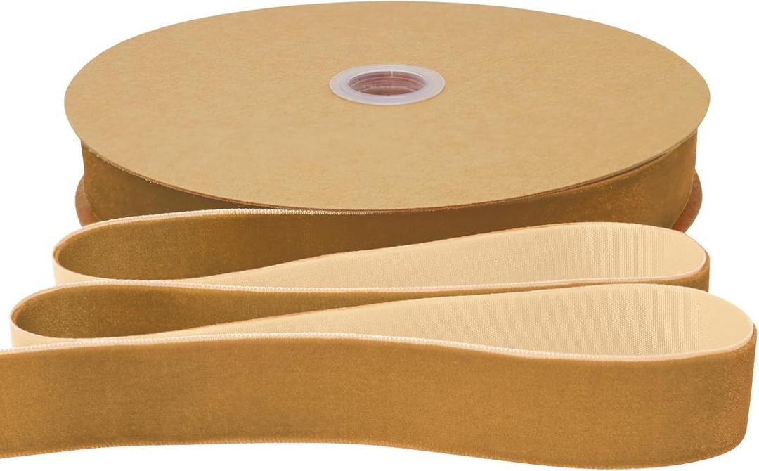 Khaki Velvet Ribbon 1 Inch 25 Yards Ribbon for Gift Wrapping Christmas Wreath Bow DIY Sewing Projects 