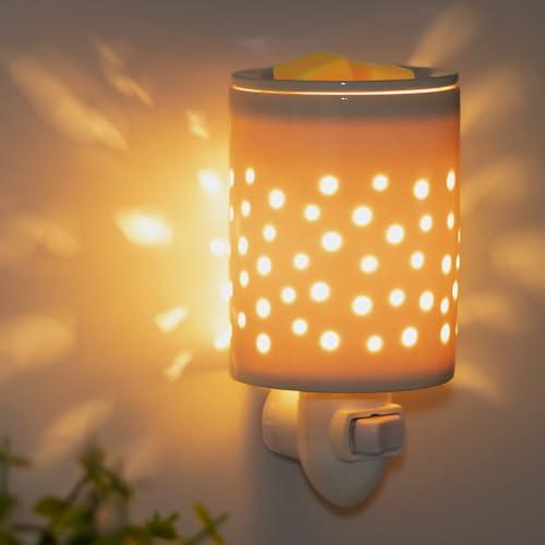 Bobolyn Plug in Wall Wax Melt Warmer Ceramic Electric Wax Burner Scented Essential Oil Burner Fragrance Melter for Kitchen Bathroom Home Decor White Halo House