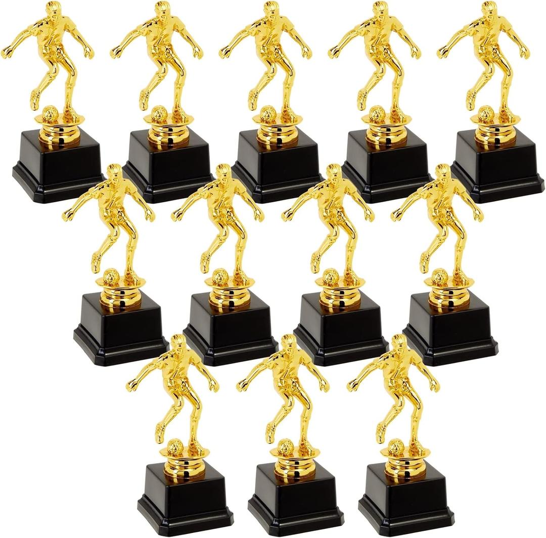 Juvale 12 Pack Small Gold Soccer Trophies for Team Award Ceremonies, Championship Games, Sports Competitions (2.5 x 6 in) - Soccer Trophy