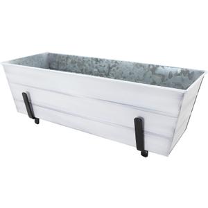 Achla Designs Medium White Flower Box- 2x6 Railing Brackets