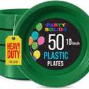 Exquisite Party Solids Sturdy Green Plastic Plates 10" Party Plates 50 Pcs
