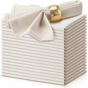 Mixweer Set of 40 Cotton Linen Dinner Napkins Bulk 16 x 16 Inch Reusable Fabric Washable Pastel Soft Table Napkins for Wedding Dinner Hotel Restaurant Event Party(Beige)