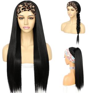 SAPPHIREWIGS Black Straight Headband Wig for Women Synthetic Headband Wigs Glueless Heat Resistant Natutal Looking for Daily Party Use 26 Inch