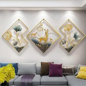 Wall Decor Large Size 78"x27" Gold Deer Metal Wall Decor for Living Room Metal Wall Art Modern Wall Sculpture