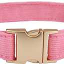 Soft Dog Collar with Metal Buckle Adjustable Durable Comfort Cotton Corduroy Collars for Large Medium Small Dogs Velvet Dog Collars, Pink (Small (Pack of 1)