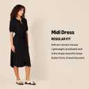 Amazon Essentials Women's Feminine Half Sleeve Waisted Midi A-Line Dress, Navy, Large