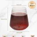 Goodluck 80 Pack 12oz Stemless Plastic Wine Glasses Clear Ribbed Cups, Elegant Reusable Disposable Drinkware for Weddings, Parties, Bars, Indoor and Outdoor Events (EXP 12/19/36)