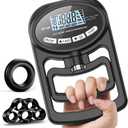 Hand Grip Strength Tester Trainer - Electronic Hand Dynamometer Forearm Grip Strengthener Exerciser Digital Training Gauge 265 Lbs 120 Kgs for Sport Home School Use (black)