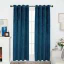 FY FIBER HOUSE Super Soft Luxury Velvet Curtains Grommet Window Drapes Grommet Ring Set Blackout Drape Panels W52 X L95 Inch Deep Teal