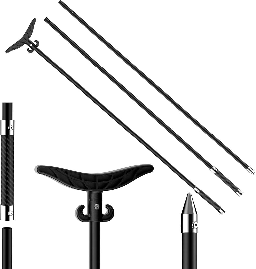 itayak 8.63ft/12.3ft Shallow Water Anchor Pole, Fiberglass Boat Anchor with T-Handle, Pole Anchor with 316 Stainless Tip for Boat, Fishing Kayak (Gloves Included)
