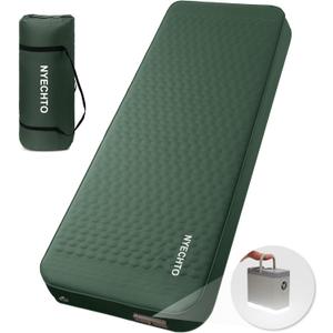 Self Inflating Sleeping Pad with Electric Pump, 4" Thick Ultralight Memory Foam Camping Mattress, Telescopic & Compact, Fast Inflate Insulated Camping Air Mats for Car Travel/Tent/Cot,Green