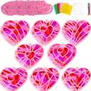 32 Sets Valentines Day Heart Suncatchers Craft Kit DIY Window Stained Glass Effect Valentines Heart Paper Crafts Home School Classroom Decoration Birthday Gift Creative Art Project & Activity Game