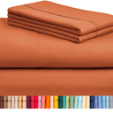 LuxClub 4 PC Full Size Sheet Set Deep Pockets 18" Wrinkle Free Cooling Sheets Machine Washable Hotel Bedding Silky Soft - Autumn Orange Full
