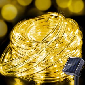 Upgraded 70FT 200 LED Solar Rope Lights, Timer & 8 Modes Trampoline Accessories Solar String Lights, IP65 Waterproof Solar Powered Fairy Lights for Party Garden Yard Tree Camp(Warm White)