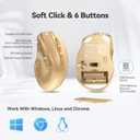 TECKNET Wireless Mouse, 2.4G Ergonomic Optical Mouse, Computer Mouse for Laptop, PC, Computer, Chromebook, Notebook, 6 Buttons, 24 Months Battery Life, 2600 DPI, 5 Adjustment Levels - Gold