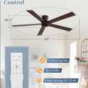 60 Inch Flush Mount Ceiling Fan no Lights, Black Ceiling Fan, 6-Speeds, Quiet Reversible DC Motor, Indoor/Outdoor Large Ceiling Fans without Lights for Living Room, Bedroom,Patio